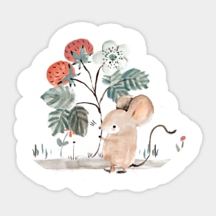 Little mouse and the berry Sticker